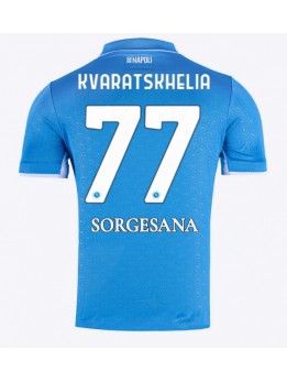 SSC Napoli Khvicha Kvaratskhelia #77 Replika Hemmakläder 2024-25 Kortärmad